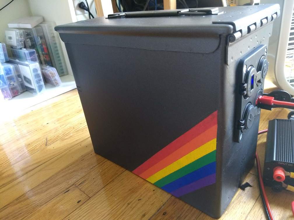 The other side of the box, decorated with rainbows